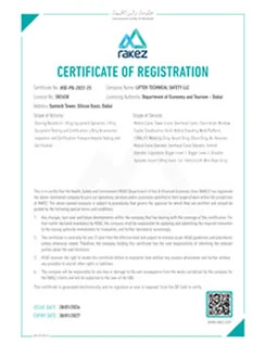 Inspection certificate in dubai for lifting equipment safety