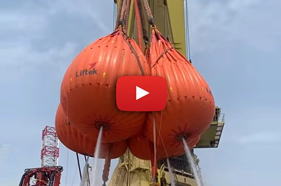 Liftek 600MT load test discharge of water bags reliable lifting