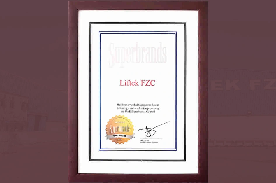 Liftek honoured as Superbrand 2019 UAE by Superbrands Council