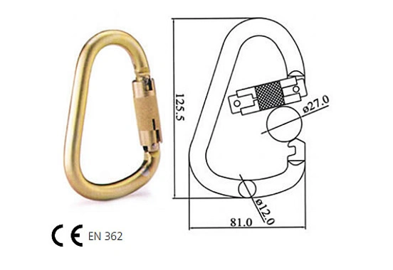 LX07 carabiner twist lock alloy steel with certified fall protection connector