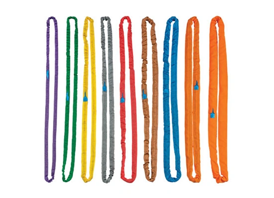 Color coded endless round slings for heavy lifting
