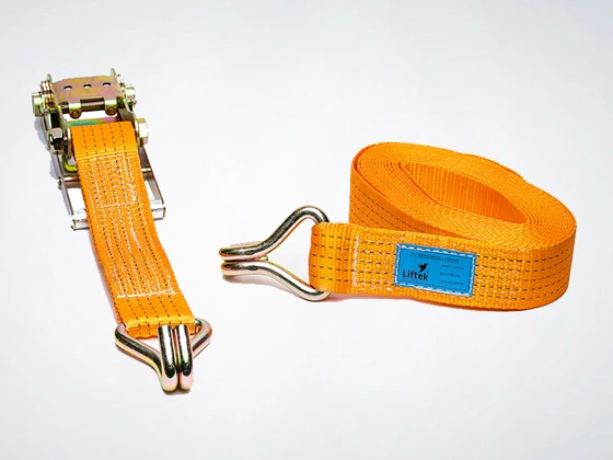 Orange ratchet lashing strap
