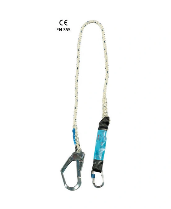 Rope lanyard with shock absorber and snap hook
