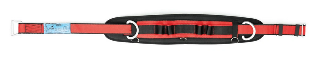 Work positioning belt with extra wide cushioned back pad safety harness