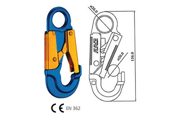 LX05 snap hook aluminium alloy with certified safety hook