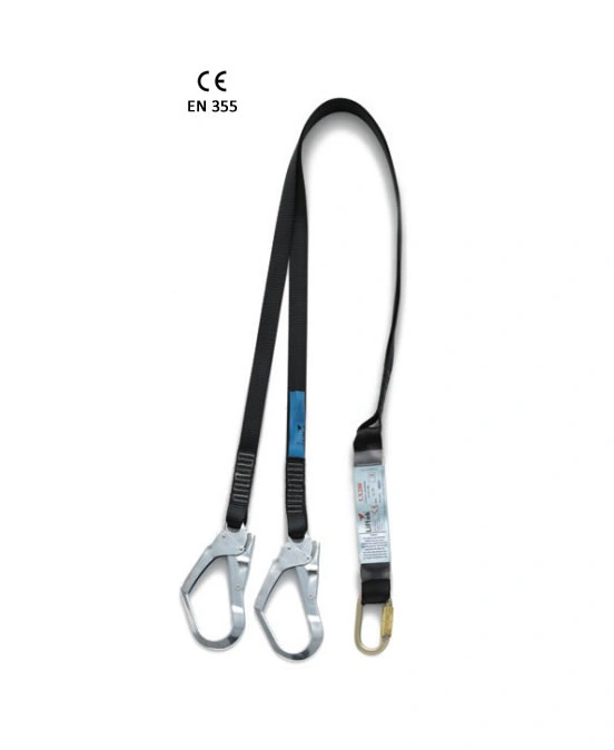 LX129 twin lanyard with two snap hooks and yellow connector