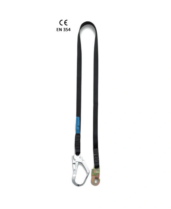 Twin webbing lanyard with one snap hook and one scaffold hook