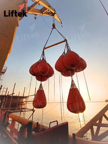 1130MT Crane load test with liftek waterbags and spreader beam