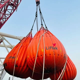 330mt crane load test uae with liftek waterbags