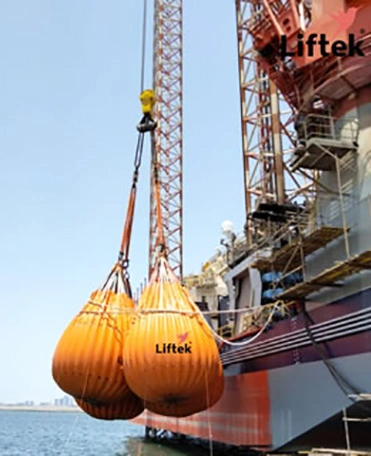 Deck crane water load test liftek waterbags