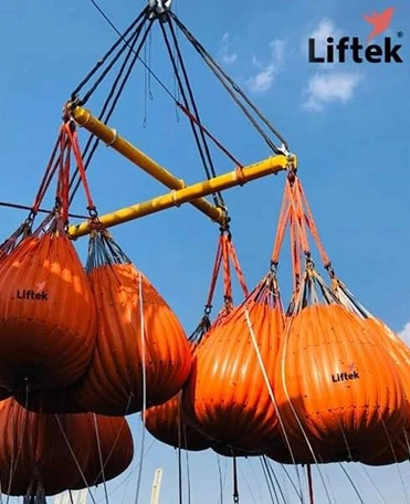 Offshore crane water load test uae using liftek waterbags