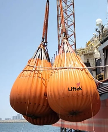 Ship deck crane water load test liftek waterbags