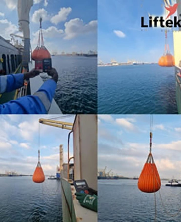 Uae crane load test with liftek waterbags
