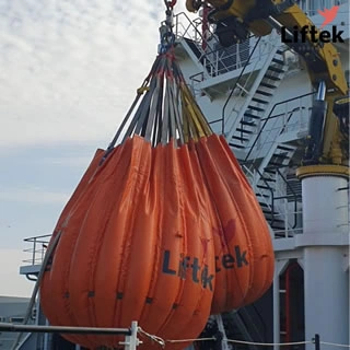 Uae deck crane load test liftek waterbags