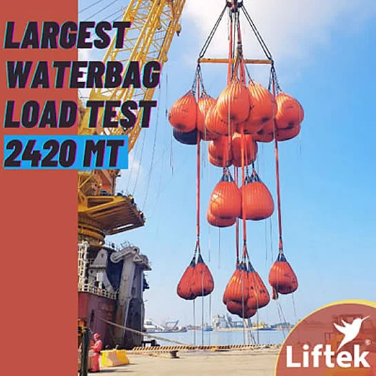 Largest waterbag load test tons
