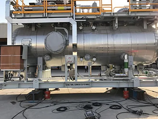Industrial process vessel setup with weighing load cells